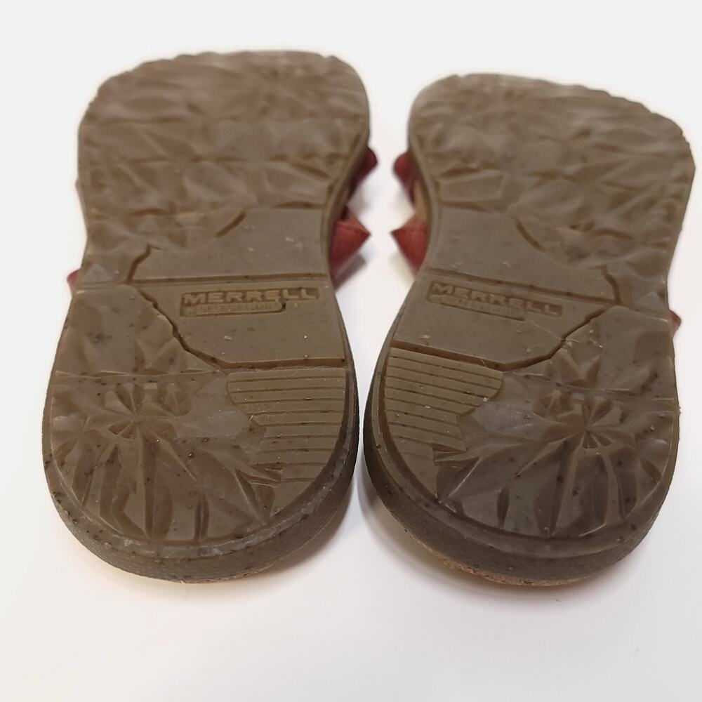 Merrell Sandal Size 7 Women's Nappa Valley Slide Cork Leather Rust Brown Sandals - Picture 10 of 12